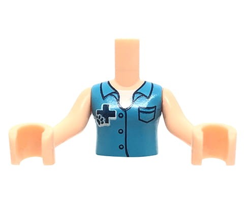 Accéder au produit Mini-torse de poupée LEGO Friends - chemise vétérinaire / bleu azur avec col