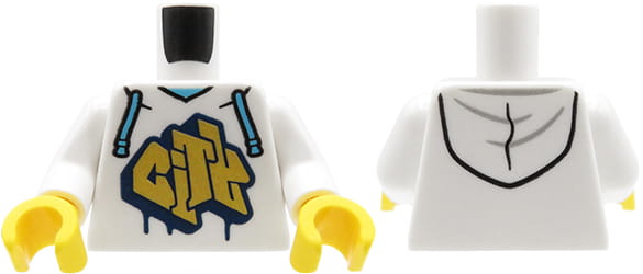 LEGO tors figurki - bluza z kapturem, biała ze złotym nadrukiem