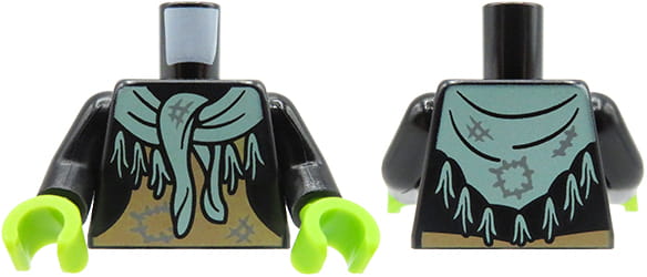 LEGO figure torso - witch, black jacket, shawl with tassels