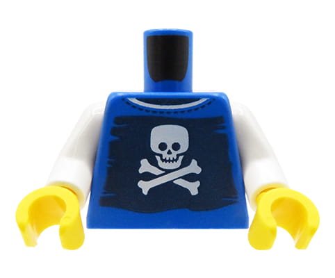 LEGO minifigure torso - blue shirt with skull and bones | Extra