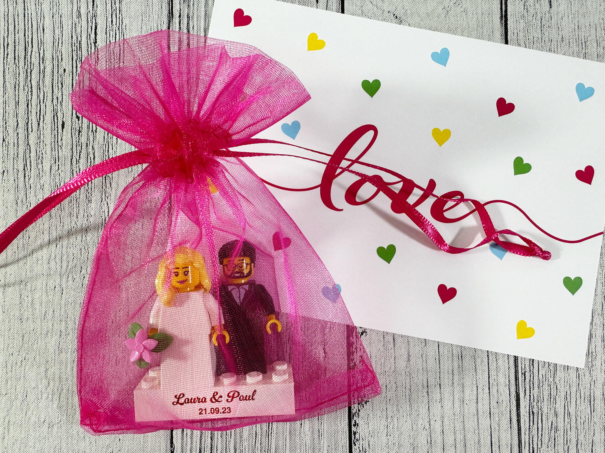 Figurines LEGO® personnalisées mariée et marié – emballage cadeau
